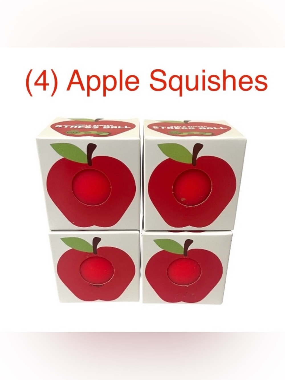 🍎 (4) Viral New Apple Shape Squishy Stress Ball